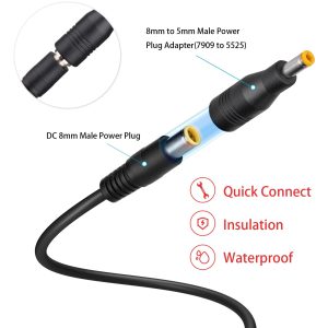 ELFCULB Solar Panel to DC 8MM Adapter,14AWG 2FT Solar Connector to DC 8MM Male Converter Cable with DC 5.5×2.5mm Converter for Portable Power Station Solar Generators