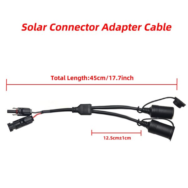 JINKAIMING Solar Panel Connector MC-4 Cable with Dual Cigarette Lighter Socket Female Seat Extension Cord with Cap 12V-24V 14AWG for Solar Generator Portable Power Station