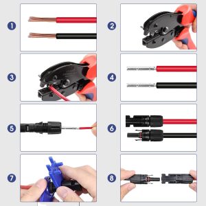 RVGIVE Solar Crimping Tool Kit for 2.5/4/6mm²/10-14AWG, with 12 Pairs Male Female Solar Panel Cable Connectors, 2 PCS Spanner Wrench