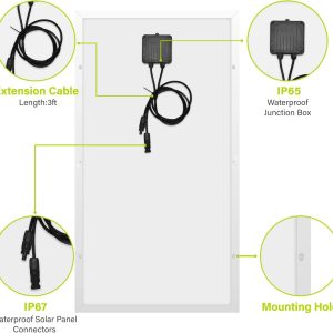 Newpowa 100W 12V Solar Panel Kit with 100W Rigid Solar Panel + NPC-46 Y Branch Connector M/FF + F/MM