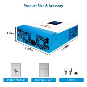 SUNGOLDPOWER 3KW 24V Kit: 3000W 24VDC Pure Sine Wave Solar Inverter 100A 24Vdc LiFePO4 batteries UL1973