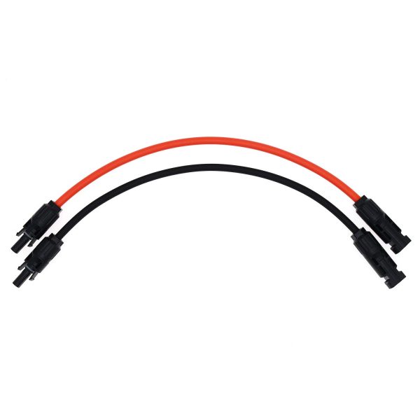 1 Pair Black + Red 10AWG(6mm²) Solar Panel Extension Cable Wire Connector Solar Adaptor Cable with Female and Male Connectors (1 FT-2)