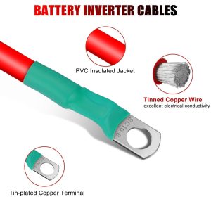 Linkstyle 6 AWG Battery Cables, 6pcs 30CM/12inch Battery Inverter Cables Set,12V 6 Gauge Marine Battery Cables with 5/16" Tinned Copper Lugs