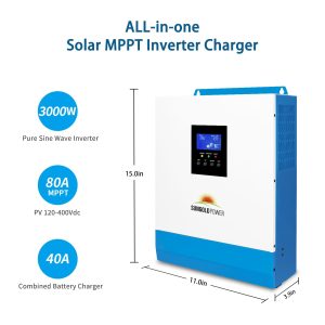 SUNGOLDPOWER 3KW 24V Kit: 3000W 24VDC Pure Sine Wave Solar Inverter 100A 24Vdc LiFePO4 batteries UL1973