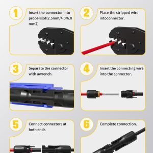 10 PCS Solar Connectors Kit IP68 Waterproof Male/Female Solar Panel Cable Connectors (5 Pairs Solar Panel Connectors)