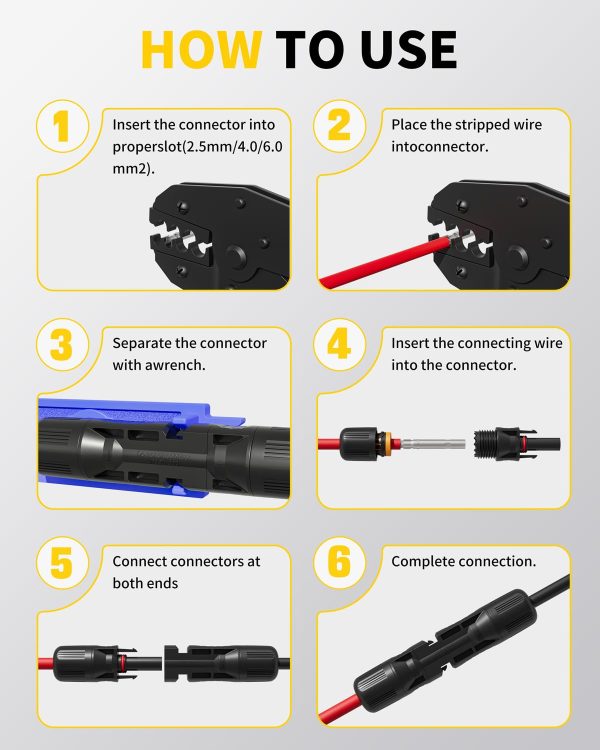 10 PCS Solar Connectors Kit IP68 Waterproof Male/Female Solar Panel Cable Connectors (5 Pairs Solar Panel Connectors)