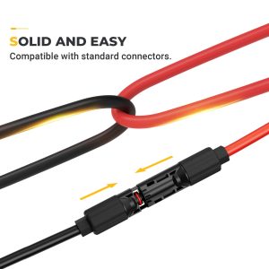 BougeRV 40 Feet 8AWG Solar Extension Cable with Female and Male Connector with Extra Pair of Connectors Solar Panel Adaptor Kit Tool (40FT Red + 40FT Black)