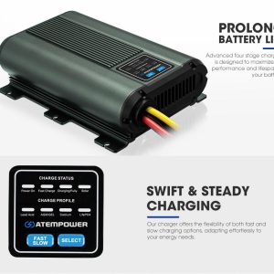 ATEM POWER 60A DC to DC Battery Charger with Anderson Plug Solar Input MPPT for AGM, Gel, Calcium, Lead Acid, LiFePO4 Batteries of 4WDs, RVs, Campers, Trailers Multi-Protection On-Board Charger