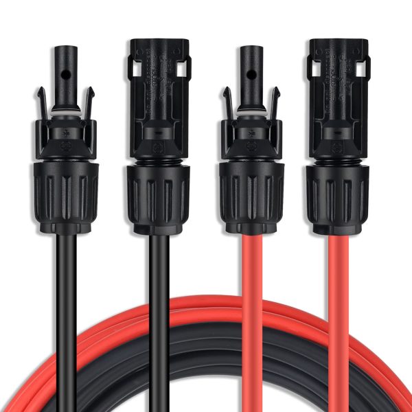 SGANGCAR Solar Extension Cable One Pair(40 Feet 10AWG) Solar Panel Cable with Female and Male Connectors(40FT Red + 40FT Black)