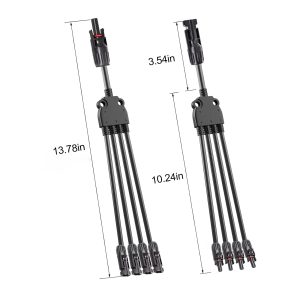 BUSBYR Solar Y Branch Connectors MC4 Solar Panel Parallel Connector Panel Assembly Parallel Connector 4-to-1 Adapter Solar Cable Wire Plug Tool Kit(M/FFFF and F/MMMM)