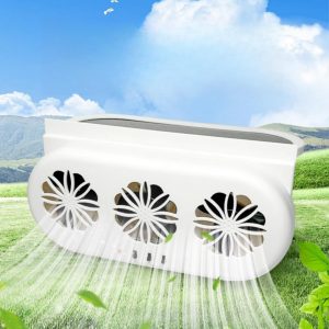 Solar Ventilation Fan for Car,Car Solar Powered Fan,Car Window Exhaust Fan With Three Air Outlet,Solar Power Car Window Fan,Solar Car Window Vent Fan for Most Models of Cars,White