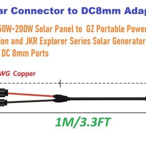 SolarEnz Solar Connector to DC8mm Adapter Cable Perfectly Solar Connector Solar Generator Portable Power Station and Solar Panel 12AWG+14AWG Heavy Duty Wire