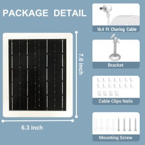 Solar Panel for Ring Camera, 5V 5W Outdoor Solar Battery Charger for Ring Spotlight Camera, Ring Stick Up Camera with IP65 Waterproof, 16.4ft Cable, 360° Adjustable Bracket (White,1 Pack)