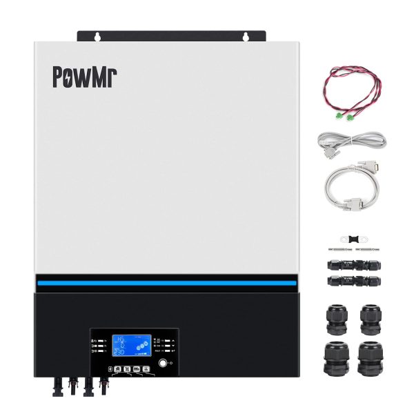 PowMr 8000W Solar Inverter 48V DC to 220V AC,8KW Pure Sine Wave Hybrid Inverter Charger Built-in 80A MPPT Controller, for 48V Lead-Acid/Lithium Batteries,Support 6 Units in Parallel