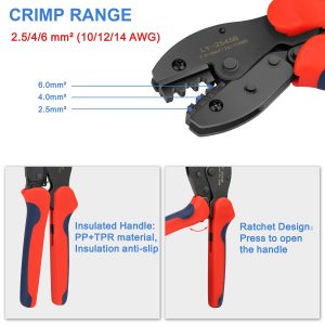 RVGIVE Solar Crimping Tool Kit for 2.5/4/6mm²/10-14AWG, with 12 Pairs Male Female Solar Panel Cable Connectors, 2 PCS Spanner Wrench