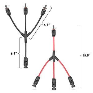 LeTaoXing Solar Panel Connectors 3 to 1 Y Branch PV Connector Kit 1 Pair Solar Parallel Adapter 30A IP67 Waterproof Solar Panel Splitter Cable for RVs Roof (M/FFF, F/MMM)