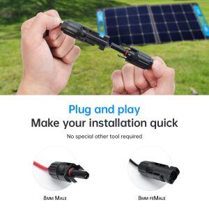 XTAR Solar Panel Connectors 1Ft Work for M C4 to DC7909 8MM Cable 14 AWG for Portable Backup Power Station Solar Generator SP100 Portable Solar Panel