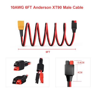 ELFCULB XT90 to Anderson Adapter,10AWG XT90 Male to Anderson Connector Cable for RC Battery Solar Portable Power Power Station and Solar Panel(6FT)