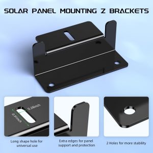 Bateria Power Solar Panel Mounting Kits, 16 Units Lightweight Aluminum Anti-Corrosion Solar Panel Mounts, Solar Panel Mounting Z Brackets for RVs, Roof, Boats, Yachts, Off-Grid,Black