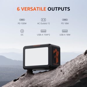 99Wh Portable Power Station with PD100W 1 Hour Fast Charging, 200W Small Solar Generator with 3500+ Cycles LiFePo4 Battery,Power Bank with 2 110V AC Outlets for CPAP Home Camping Outdoor