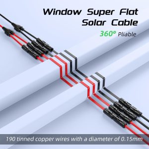 Bateria Power Super Flat Solar Cable Connector, 30Amp Balcony Photovoltaic Solar Extension Wire with Male and Female Connectors Solar Panel Adaptor for RV Solar Panels, 1 Pair (Black and Red)