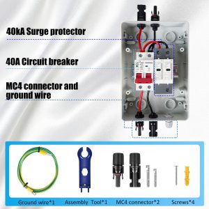 LyteSolar Solar Disconnect Switch,40Amp DC Circuit Breaker with Surge protector,Plug-and-Play,IP65 Waterproof(1 String 40A/DC 1000V)