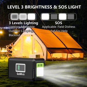 GENSROCK Portable Power Station, 88Wh Outdoor Solar Generator, Lithium Battery Power Bank with 110V/150W Peak AC Outlet,QC 3.0, Type-C, LED Flashlight for CPAP Home Camping Travel Emergency.