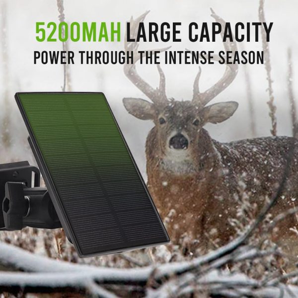 Upperosey Trail Camera Solar Panel - Power Horse 6V/12V Solar Panel Kit with 5200mAh Battery for Hunting Camera, 1.7/2.1mm DC Connectors Fits Most, Solar Panel for Trail Cam