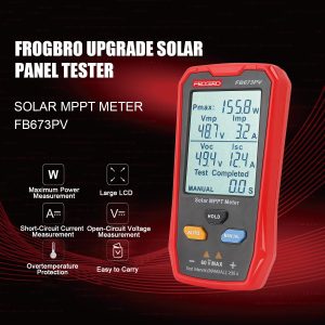 FrogBro Upgrade Solar Panel Tester Meter Photovoltaic Multimeter 800W, Solar MPPT Meter with Large Ultra Clear LCD, Smart MPPT Open Circuit Voltage Troubleshooting Utility Tool for Solar PV Testing