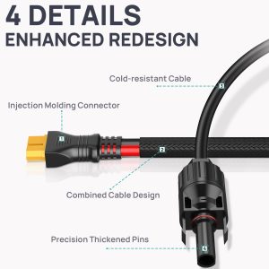 Naponal 10AWG-10ft Advanced Solar to XT60 Charging Cable,Redesign Solar Panel Connector to XT60i Adapter Extension Wire for EF ECOFLOW RIVER DELTA Portable Power Station RV Solar Panel Solar Generator