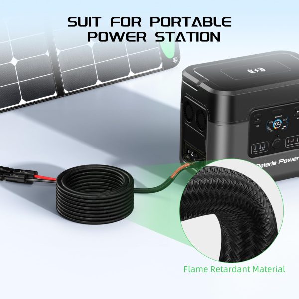 Bateria Power Solar to XT60 Charge Extension Cable with Solar Connectors Caps,Solar Connector to XT60 Adapter Cable for Solar Panel to Battery RV Power Station Solar Generator(12AWG 10Ft)