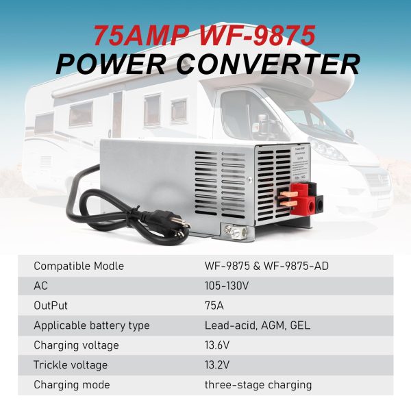 WF-9875-AD,WF-9875-AD-CB,75 Amp RV Power Converter for Lead-Acid Battery,Compatible with WF-9875,WF-9875-AD,WF-9875-AD-CB,WF-9855-LIS&Other WF-9800 Series Power Converter