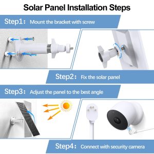 Solar Panel for Google Nest Camera, Compatible with Google Nest Cam Outdoor or Indoor, Battery - 5W Solar Power with 13.1Ft Fast Charging Cable, IP66 Waterproof - Made for Google Nest