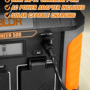 BALDR Portable Power Station, 500W Output, 288Wh Capacity, AC Outlet, USB Ports, Solar Charging Generator for Home Camping Emergency Use.…