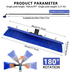 Window Solar Panel Cleaning Kit, 35 FT Water Fed Pole Kit, 10m Length Window Washing Cleaner Equipment, Outdoor Window Glass Water Brush Cleaner Tool