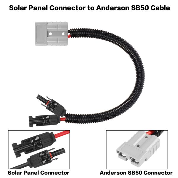 YACSEJAO 10AWG Solar Panel Connector Cable 1.3FT 50A/600V Solar Panel Connector to MC-4 Connector Cable for Solar Generator Inverter Battery Pack Charger Kit