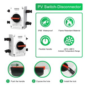 CNLonQcom Solar Isolator Disconnect Switch 2 String 32A 1200V DC with Outdoor IP66 Solar Combiner Box for PV Systems