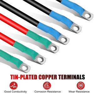 Linkstyle 6 AWG Battery Cables, 6pcs 30CM/12inch Battery Inverter Cables Set,12V 6 Gauge Marine Battery Cables with 5/16" Tinned Copper Lugs