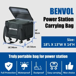 BENVOL Portable Power Station Carrying Bag,Easy Carrying-Movable on Wheels,900D Oxford Cloth, Waterproof, Sunscreen,Dustproof,18×13×14' Fit for Power Station1500w-2700w, Camping, Parties, RV