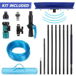 Window Solar Panel Cleaning Kit, 35 FT Water Fed Pole Kit, 10m Length Window Washing Cleaner Equipment, Outdoor Window Glass Water Brush Cleaner Tool