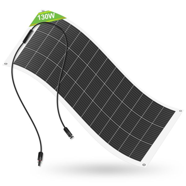 ECO-WORTHY 130 Watt 12 Volt Monocrystalline Flexible Solar Panel Semi-Flexible Bendable for Off- Grid System, RV, Caravan, Camper, Boats, Roofs, Uneven Surfaces