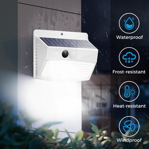 Solar Lights Outdoor Motion Sensor [138 LED/6 Packs] Solar Security Lights with 3 Lighting Modes Solar Wall Lights Waterproof Solar Powered Lights for Garden Fence Yard Deck, White