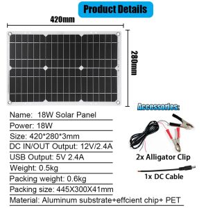 OLONETO 4000W 12V to 110V/220V Solar System Combination Inverter Solar Panel Kit Solar Generator Home Grid System 30A Controller + 18w12v Solar Panel (Color : Yellow, Size : 12V-110V)