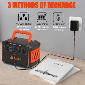 Takki 350W Peak Solar Generator Portable Power Station with 40W Solar Panels Included, 240Wh Solar Power Bank AC DC USB Ports for Camping Tent Emergency Outdoor