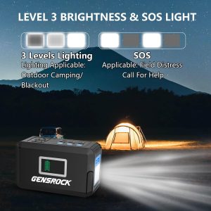 GENSROCK Portable Power Station, 88Wh Camping Solar Generator, Lithium Battery Power Bank with 2 110V/150W Peak AC Outlet, QC 3.0, Type-C, LED Flashlight for CPAP Home Camping Travel Emergency.