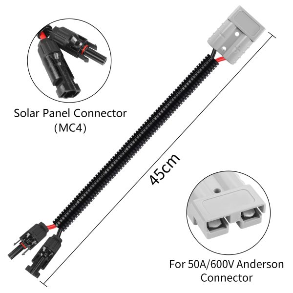 YACSEJAO 10AWG Solar Panel Connector Cable 1.3FT 50A/600V Solar Panel Connector to MC-4 Connector Cable for Solar Generator Inverter Battery Pack Charger Kit