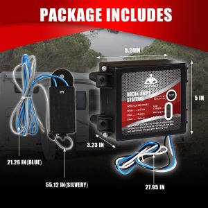 Jack Boss Upgraded Trailer Breakaway Kit, LED Test Controller System with 12V 5AH Battery and Charger, Universal for Brakes of Trailer Vehicle