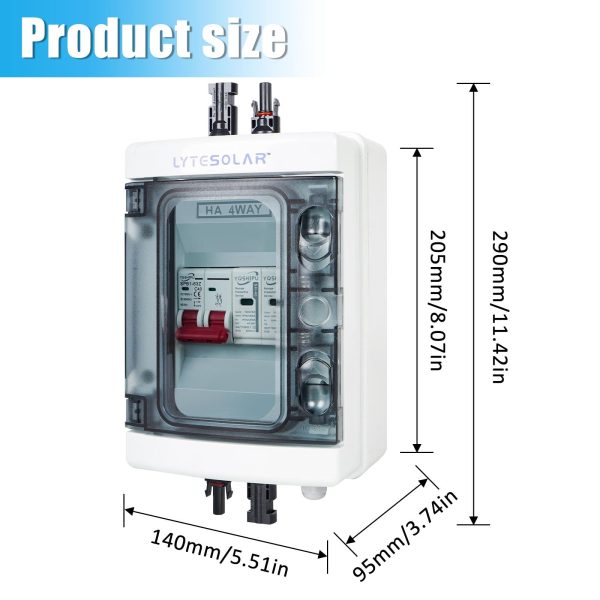 LyteSolar Solar Disconnect Switch,40Amp DC Circuit Breaker with Surge protector,Plug-and-Play,IP65 Waterproof(1 String 40A/DC 1000V)