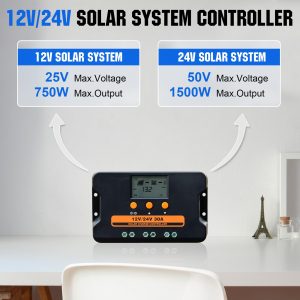 [𝗨𝗽𝗴𝗿𝗮𝗱𝗲𝗱]ECO-WORTHY Solar Charge Controller 30A Solar Panel Custom Battery Regulator, Dual USB Port Auto 12V/24V PWM for FLD/LiFePO4/SLD/GEL