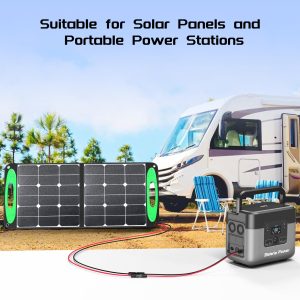 Bateria Power 10FT Solar Connector to XT60 Adapter Extension Cable, 12AWG Solar Panel to XT60 Charge Extension Cable for RV Foldable Solar Panel, Portable Power Station, Solar Generator (1PCS)